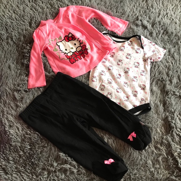 HELLO KITTY 3 piece outfit- sweater, onesie, pants - Picture 1 of 8